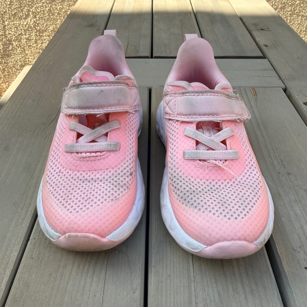 All in Motion Sneakers Pink Mesh Hook and Loop Athletic Kids Size 9